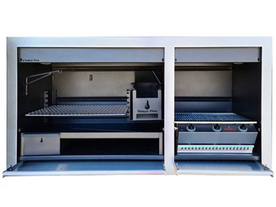 1850mm Combination Braai with 3burner grill and stainless facade